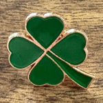 Four‎ Leaf Clover Pin Lucky St Patricks Day Green Enamel Gold Tone Ireland Irish Photo 0