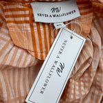 Never A Wallflower Elastic Sleeve Dress Blue Plaid Printed Cotton Orange Size XS Photo 2