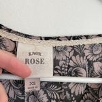 Knox Rose  Black Lilac Lavender Mauve Pink Floral Long Sleeve Lace Up Peasant Top Photo 4