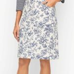 Talbots Skirt Womens Size 4P Bird Toile Print Denim A-Line Stretch Floral Skirt Photo 8
