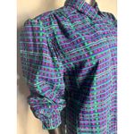 Koret Petites Women's Button Down Blouse Plaid long sleeve Career Size 14 Blue Photo 5