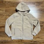 Tommy Hilfiger  Sherpa Zip‎ Hoodie Women's Small Tan Long Sleeve Fuzzy Soft Warm Photo 0