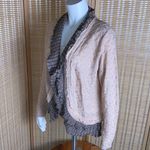 Chico's Pale Peach & Brown Ruffle Open Front Cardigan Size M Photo 2