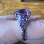 Genuine Rose de France Amethyst Sterling Silver Cocktail Ring Size 8 Photo 2