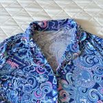 Lilly Pulitzer Womens Size Small Ruffle PJ Button Up Top Cosmic Kismet Blue Photo 3
