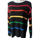Peace Love World NWT,  Rainbow Striped Sweater, Sz L Photo 4