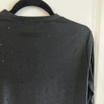 frame denim FRAME Women's Cropped Long Sleeve Rhinestone Top Size Small Color Black Photo 6