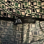 ZARA  geometric wide leg pants black cream green size S Photo 5