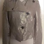 Alfani Metallic Short Trench Coat Jacket Blazer Double Button Down Size M Gold Size M Photo 0