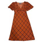 Modcloth Orange Plaid Flutter Sleeve V Neck Midi Dress Womens M Photo 5