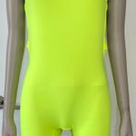 Beware Neon Yellow Biker Short Romper Photo 2
