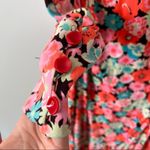 Vintage 1960’s retro floral print maxi dress mock neck long sleeve Size L Photo 3
