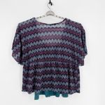Maurice's  True Y2K  kimono-style top chevron pattern with teal attached tank top Photo 1