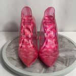 Barbie x ALDO BARBIESTESSY Pink PVC Crystal Logo Heels Pumps Size 6.5 US Photo 2