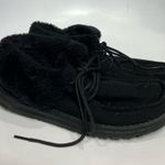 Hey Dude  Britt all black faux fur lace up fold over shoes women’s size 7 Photo 0