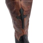 Vintage Larry Mahan Western Cowgirl Boots Ostrich Leather Cross Square Toe 7.5 B Black Photo 3
