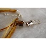 Unique Vintage Vintage Bronze Tones 5 Strand Beaded Bib Necklace & Bronze Tone Hook Earrings Photo 2