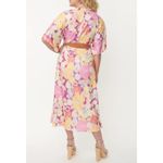 Unique Vintage  x Smiley® Purple/Pink Florals Wrap Midi Dress in Multicolor Photo 2