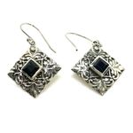 ORCHID STERLING SILVER WITH DARK BLUE SAPPHIRES DANGLE EARRINGS Photo 4