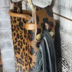 Handmade, Hide on Leopard Print with fringe crossbody purse with adj strap Multi Photo 4