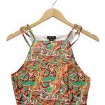 Karen Millen  Chain Print Cut Out Jersey Crepe Top Green Gold Sleeveless Sz 6 NWT Photo 4