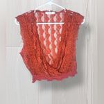 BLANCO ELLA Women’s Boho V Neck Lace Cropped Tank Top Orange Size L Photo 1