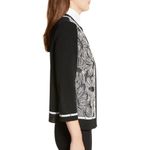 Ming Wang Floral Embroidered Knit Jacket Black and White Size L Photo 3