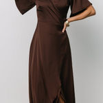 Baltic Born  Vara Espresso Satin Maxi Wrap Dress Photo 0