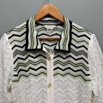 Missoni Exclusively Misook White and Green Chevron Collared Cardigan M Photo 1