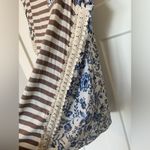 Tru Self Women’s Blue Floral Brown‎ White Striped Tank Top Shirt Size 1X Brown Photo 1