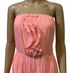 Maurice's Coral Rayon Strapless Elastic Waist Ruffled Flowy Lined Dress Womens M Photo 1