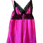 Victoria's Secret VS Black & Pink Satin Lace Babydoll Nightie Sz S Preowned Photo 0