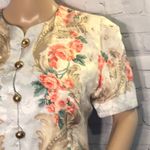 Talbots Petites Vintage 100% Silk Cropped Floral Jacket Size 6 Photo 2