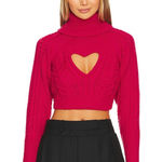 For Love & Lemons Vera Cropped Cut Out Sweater- Fuchsia Photo 0