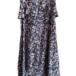 Gianni Bini  DITZY FLORAL PEPLUM CROSS BACK MAXI DRESS WHITE & BLUE SZ M Photo 6