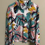 Talbots  Cozy Crush 1/2 Zip Tropical Floral Pullover Golf Sweatshirt Size Large Photo 0