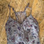 Decree Degree Purple Floral Ruffle Lace Trim V Neck Tank Top Medium Photo 2