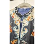 Kimono Vintage Mandarin Silk Robe Jacket Embroidered Geisha Oriental Jinhua MED Blue Photo 7