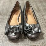 Corso Como  pewter ballerina flats with funky flower adornment on the toes. Photo 0