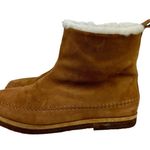 Jenni Kayne Suede Moc Shearling Lined Slip On Ankle Snow Boots Tan Size 39 Photo 1