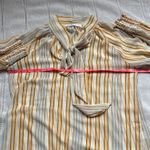 potter's pot White and Gold Striped Neck Tie Blouse Photo 8
