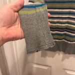 Aeropostale Womens Striped V Neck Long Sleeve Top Gray Green Blue Large Photo 3