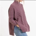 Mer Sea Sweater Lisbon Traveler Cable Knit Turtleneck Side Slit Tunic Blue OS Size undefined Photo 2