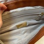 Badgley Mischka Quilted Brown Leather Shoulder Bag Flap Medium Sized Gold Chain Photo 10