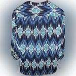Banana Republic Petite Blue Ikat Riviera Blouse Bold Blue PM Medium Dress Shirt Photo 12