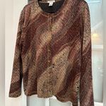 Laura Ashley Vintage  Earthy Toned Golden Ombre Button-Up Cardigan Sweater Size M Photo 2