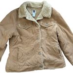 Gap Y2K  Corduroy Sherpa Lined Trucker Jacket Sz L Tan Button Up Western Rodeo Photo 2