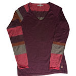 Smartwool  Merino Wool V-Neck Sweater Women's Medium Colorblock Striped Photo 0