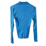 Chaus Mock neck, long sleeve silk blue shirt‎ size medium NWT Photo 5