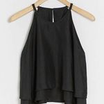 New MAIA BERGMAN | Hedda Tiered 100% Silk Top Size Large Black Photo 0